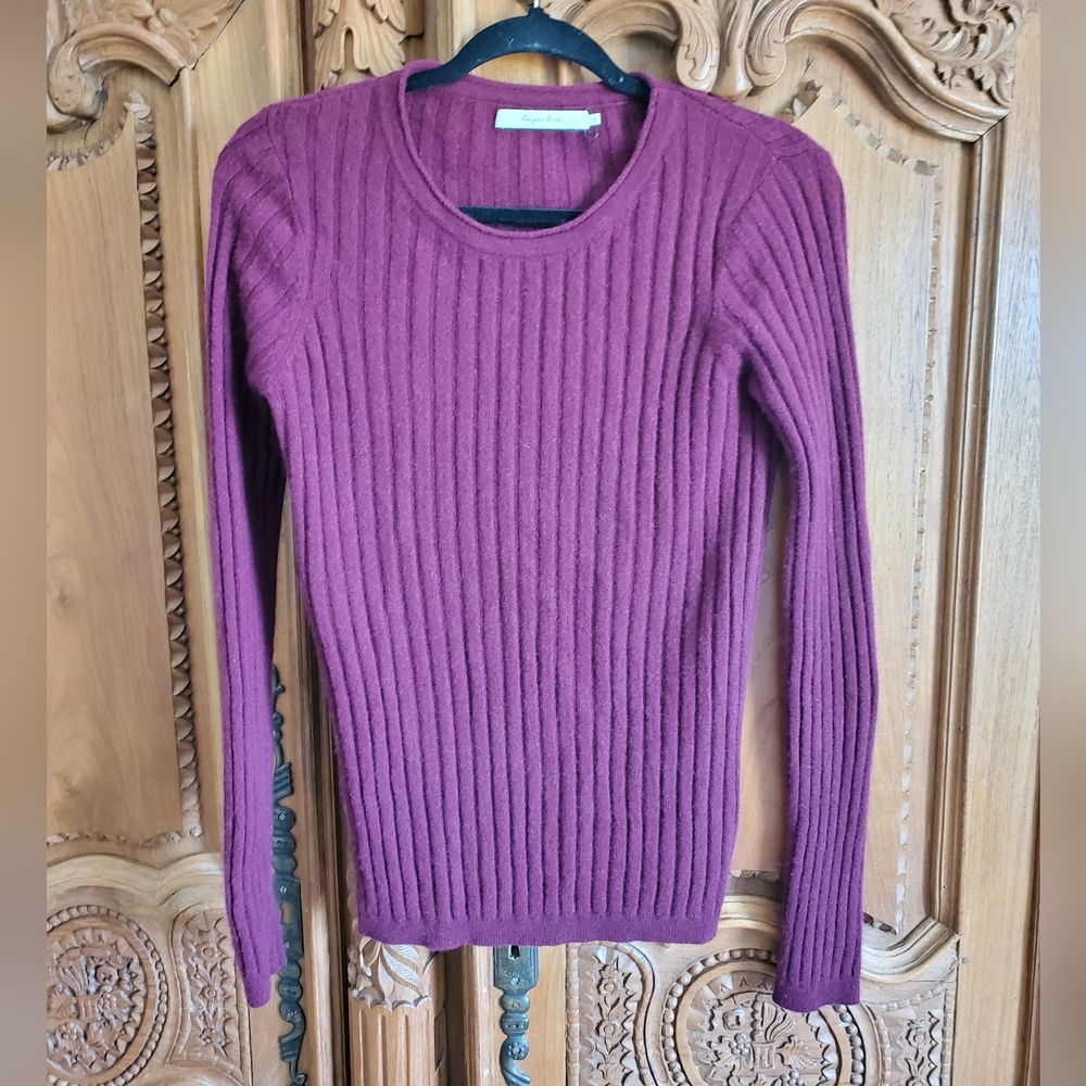 Harper Lane Cashmere Burgundy Ribbed Sweater Longsleeve Size Medium